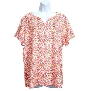 Style Co Top Womens Plus Size 2X V-Neck Short Sleeve Abstract Print‎ Knit Shirt